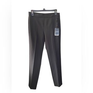 DKNY BLACK SIDE ZIP FLAT FRONT ANKLE DRESS WORK PANTS NWT 2